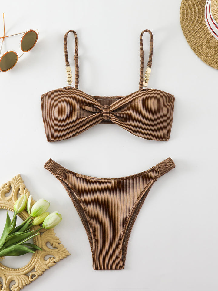 Femme Ribdetalje Sløjfe-Bikini-Sæt Stilla