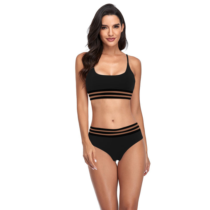 Dame Sporty Bikini-sæt med elastisk bånd og stilfulde striber Stilla