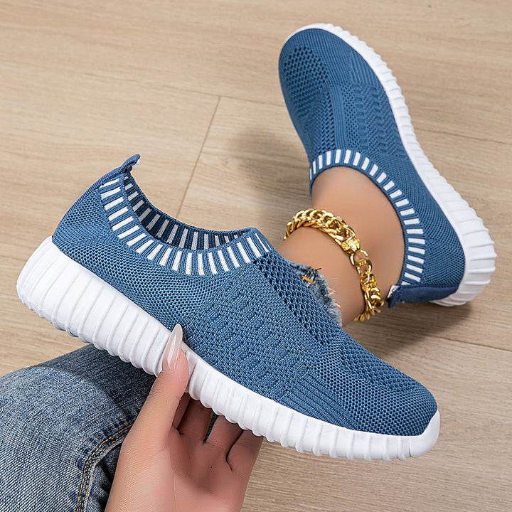 Damer nan elastisk slip-on komfort sneakers med tredimensionel strikstruktur og profileret let sål Skovae