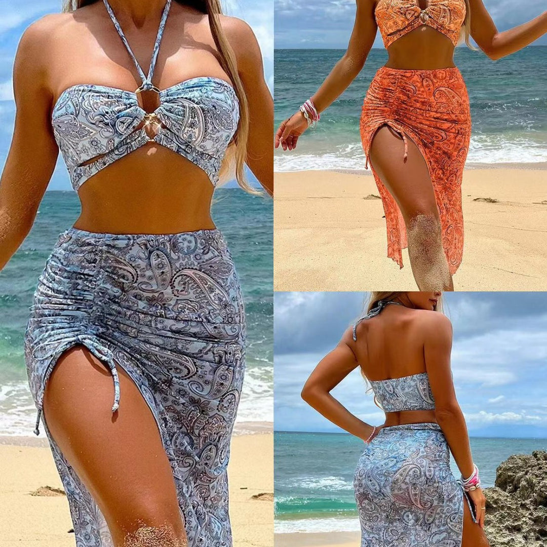 Dame bikini-sæt med fantasifuldt design og asymmetrisk top Stilla