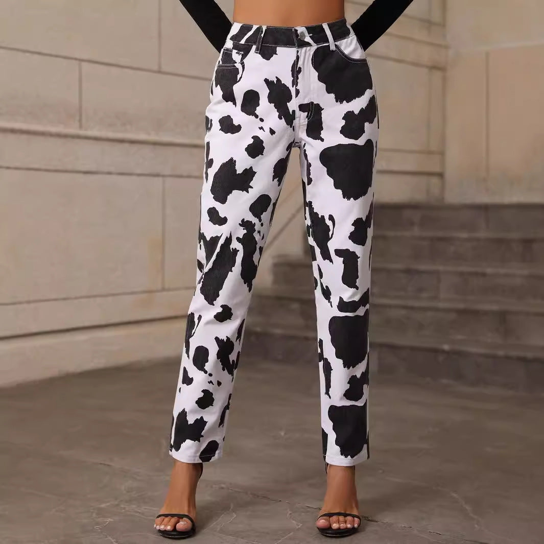 Kvinders casual jeans med et iøjnefaldende mønster af køspots Stilla