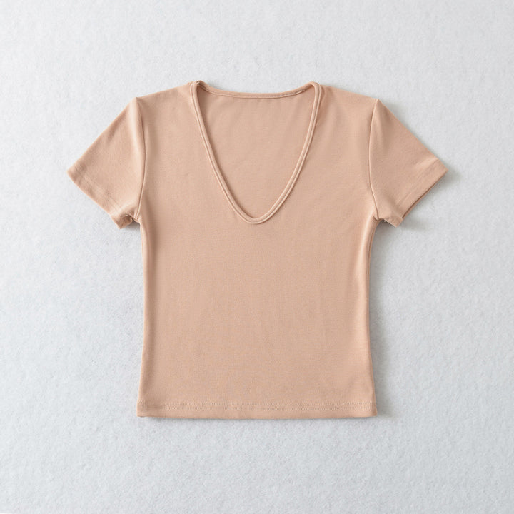 Dame V-hals T-shirt med figursyet snit Stilla