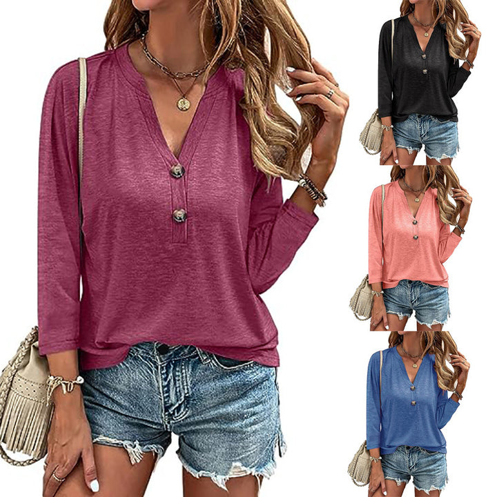 Dame Casual Longsleeve med knapdetaljer Stilla