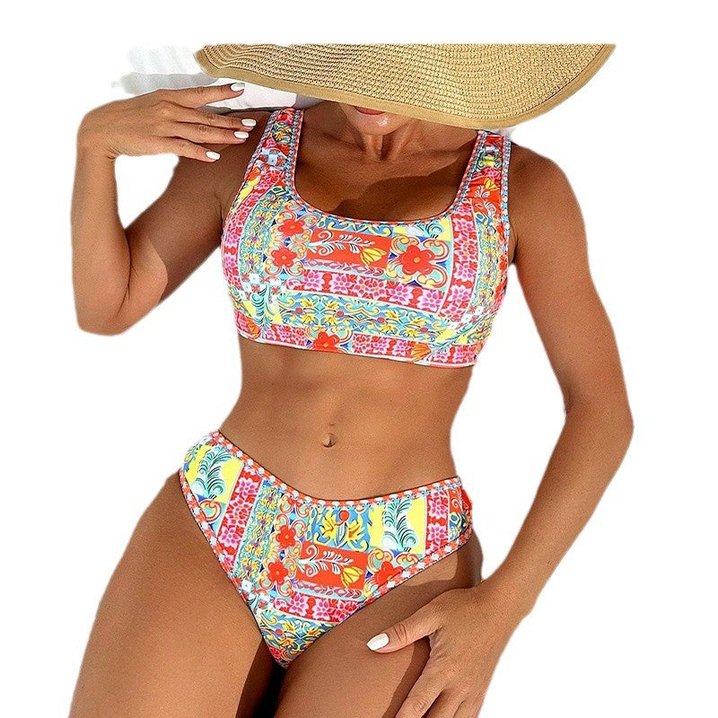Dame Højtaljet Blomsterprint Bikini Sæt Stilla 1750922572