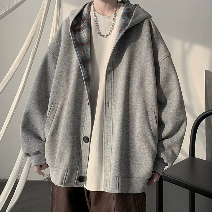 Herre afslappet oversized jakke med hætte og funktionelle detaljer Stilla