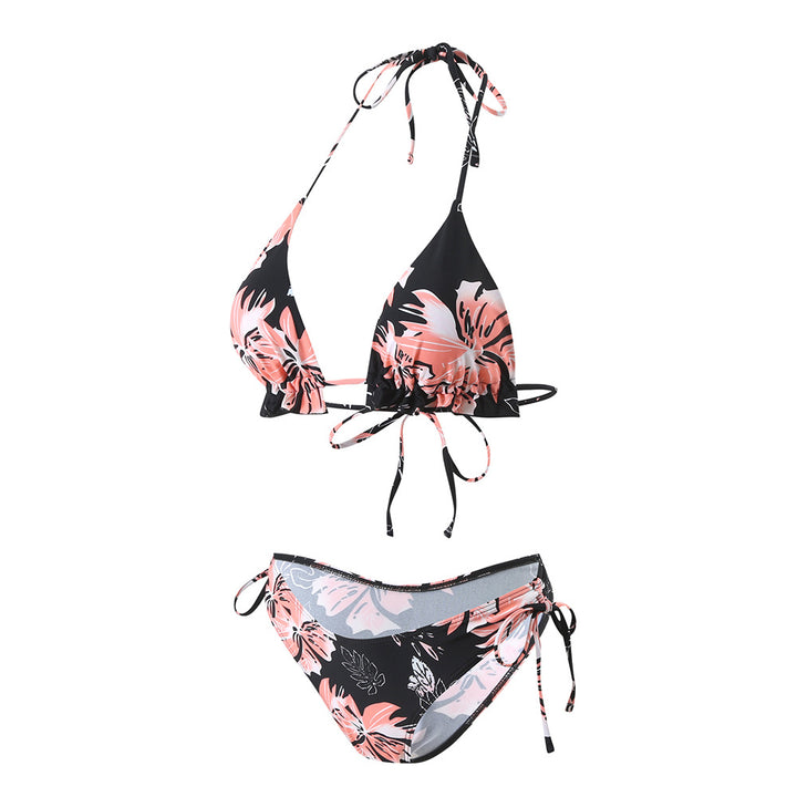Damer triangel-bikini-sæt med legende flæse-detaljer og blomstret design Stilla