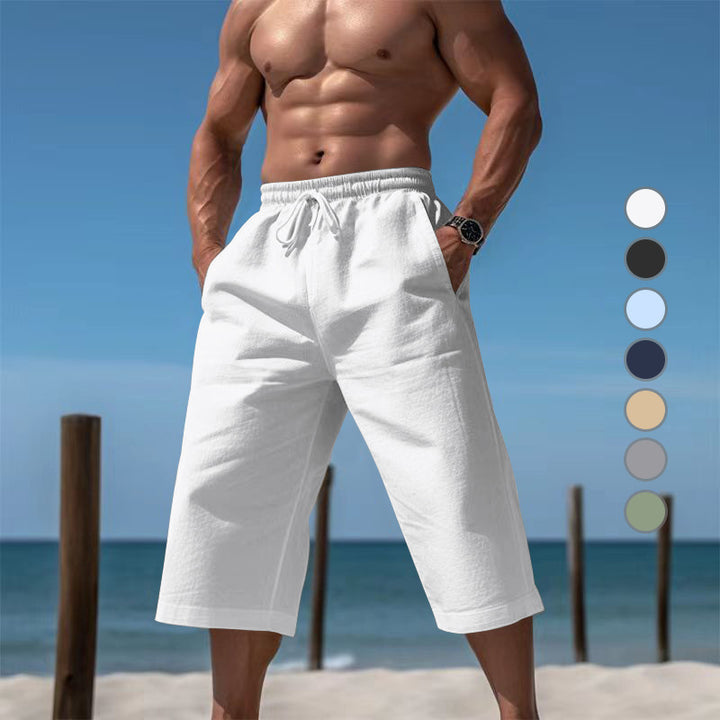 Herrer casual knælange Bermuda-shorts med elastisk talje og snoretræk Skovae
