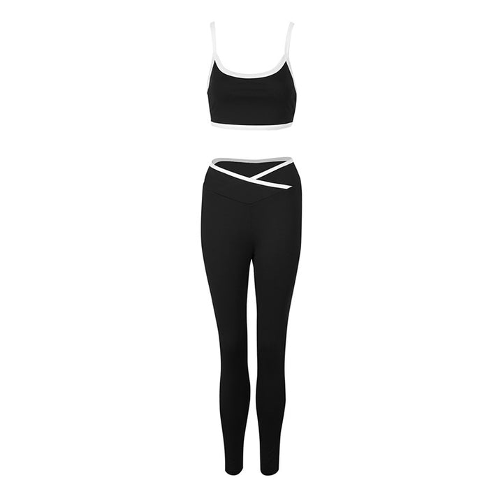Dame Sporty sæt med tætsiddende top og højt skårne leggings Skovae