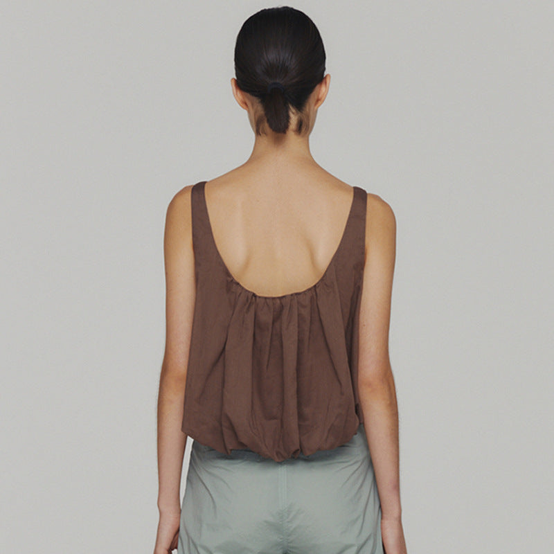 Dame Lagdeltet Cropped Top med flydende snit og raffinerede folder Stilla