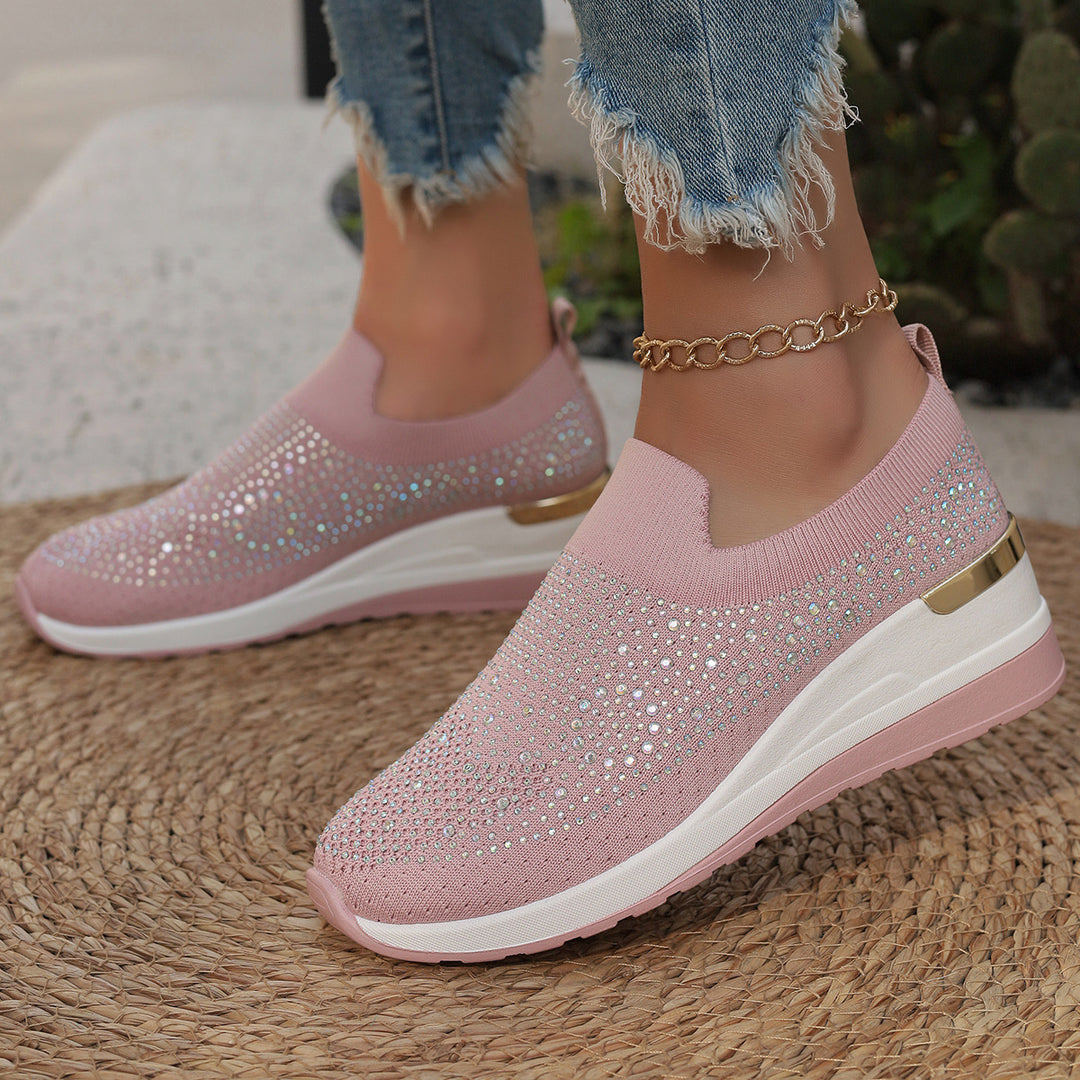 Dame Sneakers med glitrende strass accenter og elastisk indsats Stilla