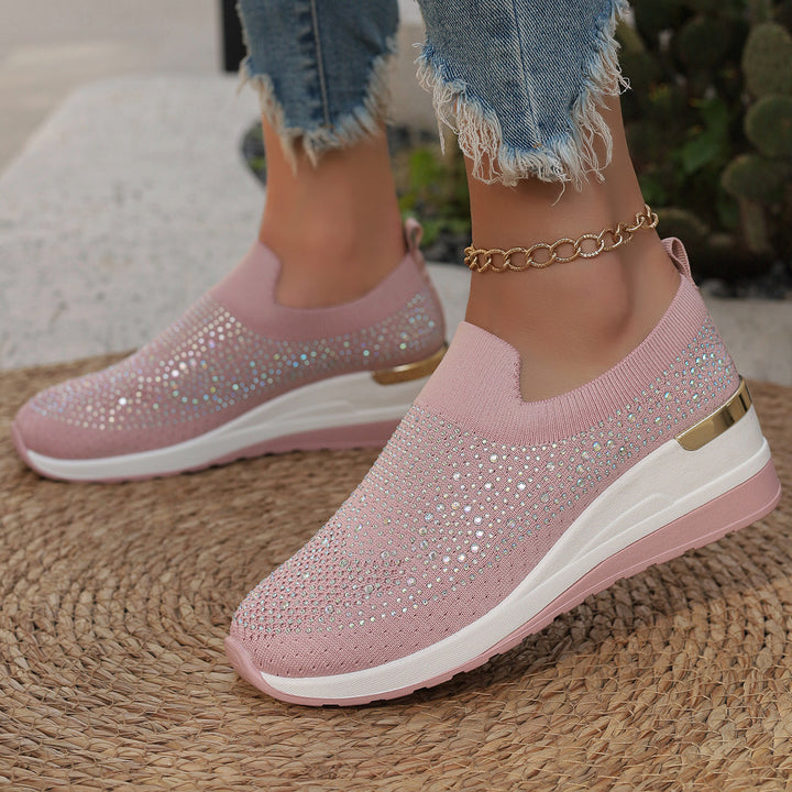 Dame Sneakers med glitrende strass accenter og elastisk indsats Stilla