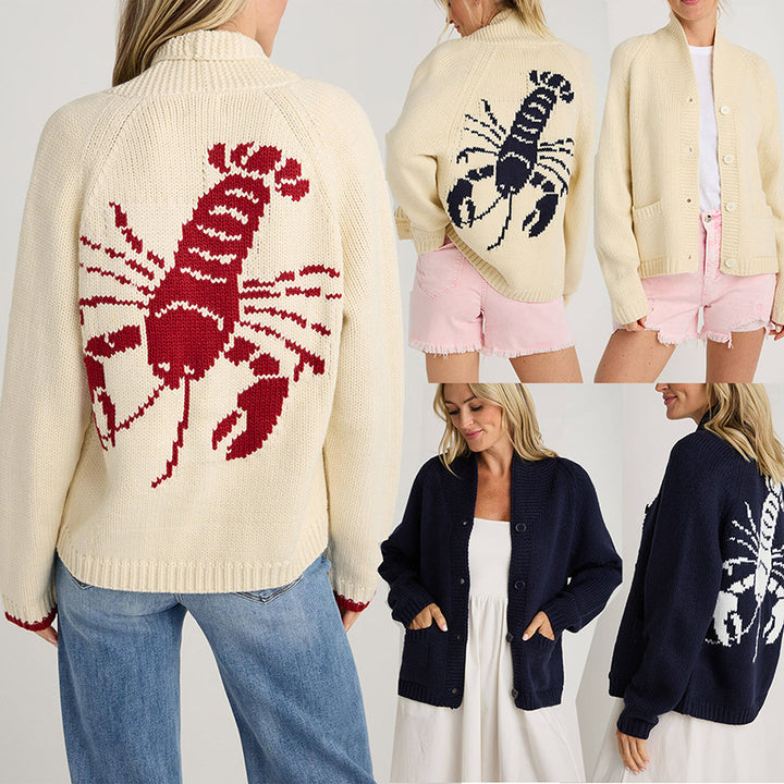 Dame strikpullover med livligt krabbe-design Stilla