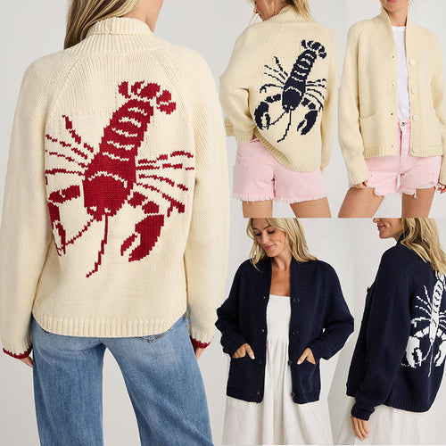 Dame strikpullover med livligt krabbe-design Stilla