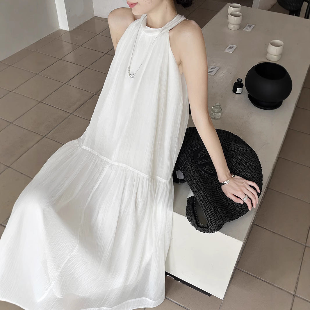 Dame Maxikjole med elegant snit og rygfri design Stilla