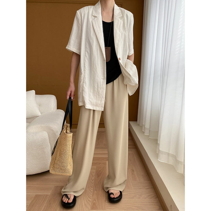 Kvindernes elegante linned blazer med korte ærmer Stilla