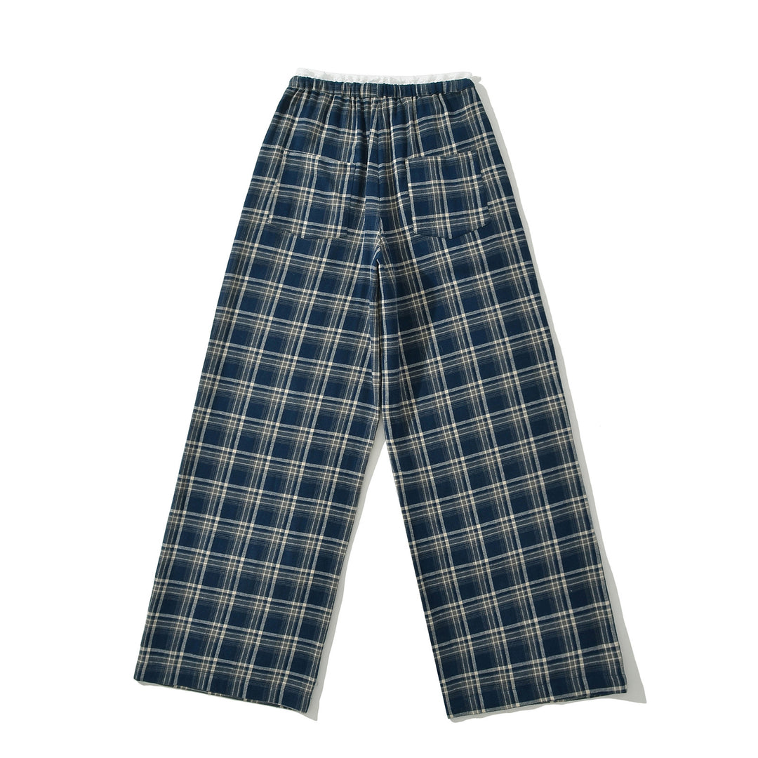 Dame pyjamabukser med afslappet ternede mønster og elastisk talje Stilla
