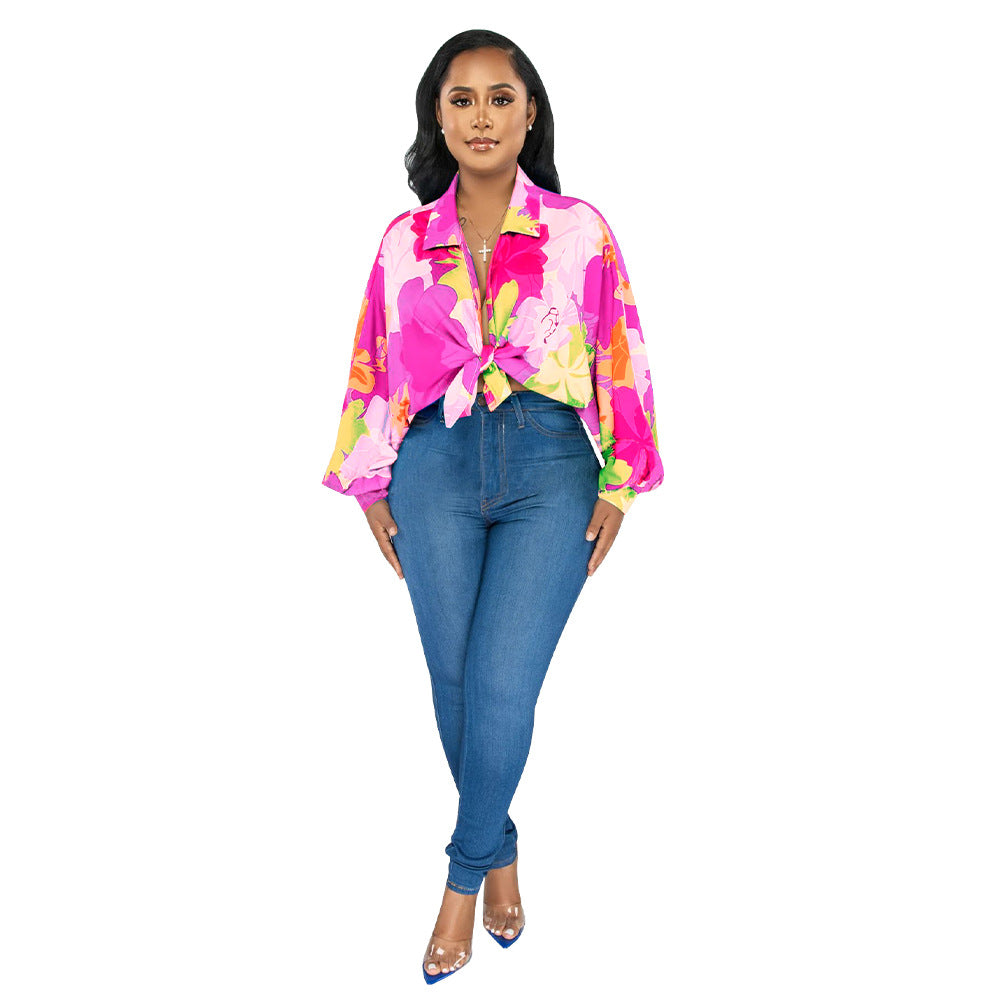 Dame Trendy blomsterbluse i oversized stil med slipselukning Stilla