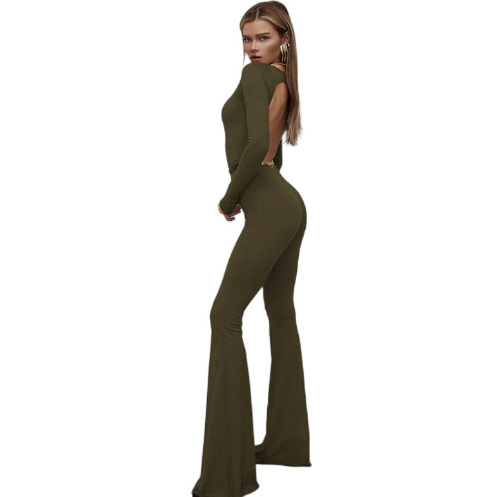 Dame Langærmet Jumpsuit med figursyet snit og bredt ben Stilla