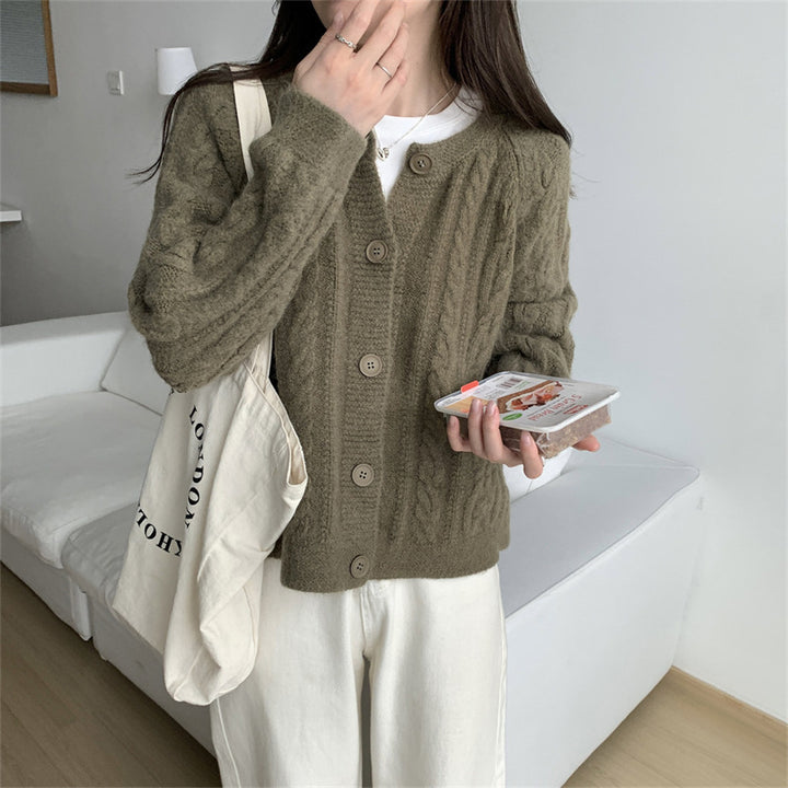 Damer chunky strikket cardigan med kabelmønster og brede ærmer Stilla