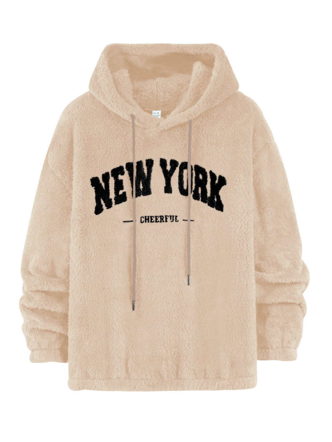 Unisex nan hyggelig fleece-hættetrøje med chenille-logo, hætte og elastisk bund Skovae