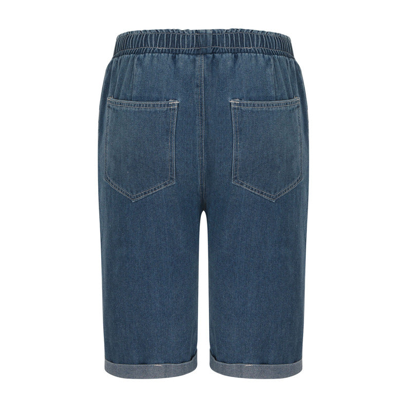 Dame Denim-Shorts med elastisk talje og afslappet pasform Skovae