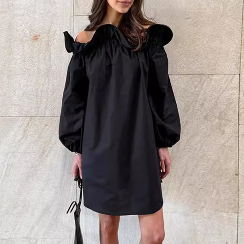 Dame Off-Shoulder Blusekjole med voluminøse puffærmer og elegant udskæring Stilla