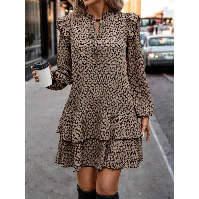Dame Trendy Wrap Kjole i Boho Stil Stilla