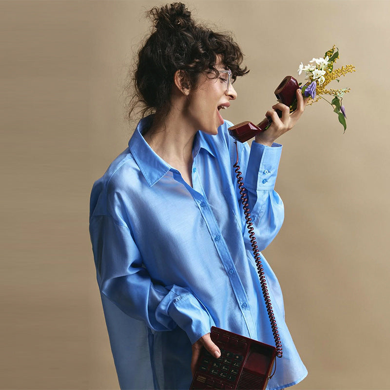 Dame Oversized Skjorte med klassisk Krave og moderne Snit Stilla