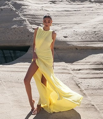 Femme High-Slit Chiffon Aftenkjole Stilla