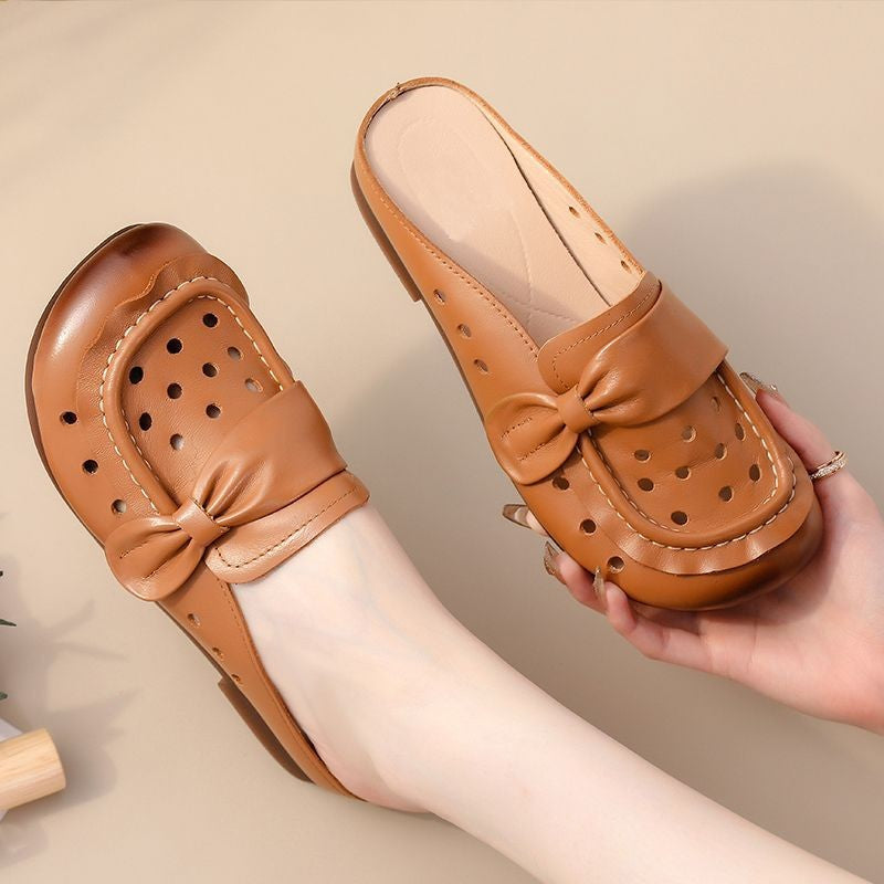 Dame Clogs med perforeret design og mode bue-detalje Stilla