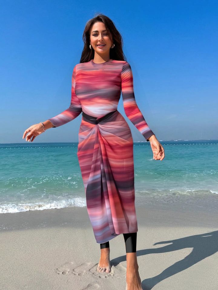Dame elegant stranddragt med indpakningslook Skovae