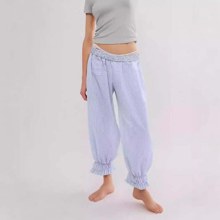 Dame Behagelige Pyjamasbukser med Gummibånd og Ribstruktur Stilla