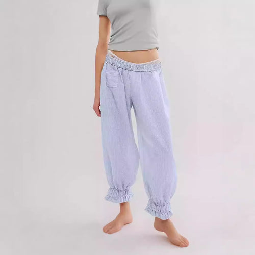 Dame Behagelige Pyjamasbukser med Gummibånd og Ribstruktur Stilla