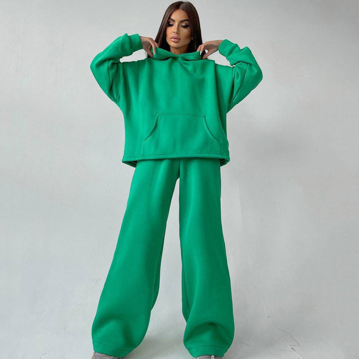 Kvinders afslappede fit hættebluse og løs sweatpants sæt Skovae