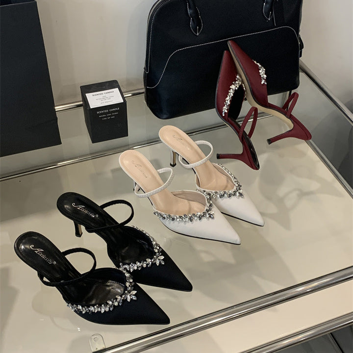 Dame Slingback Pumps med elegante strassdekorationer Stilla