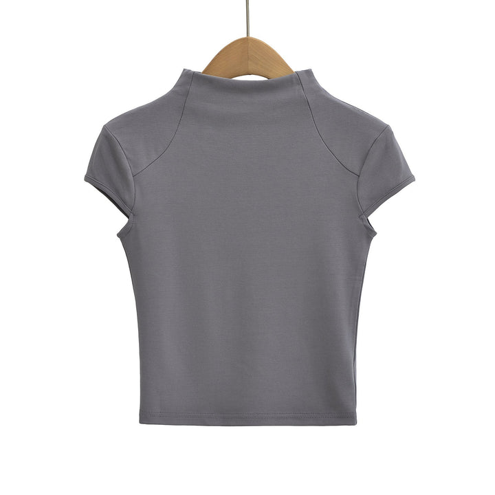 Dame Kvalitets Kortærmet T-shirt med Ståkrave og Figurtilpasset Snit Skovae
