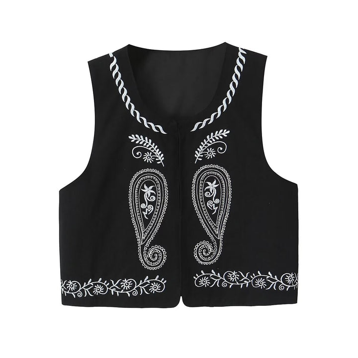 Dame broderet vest uden ærmer med elegant design Stilla