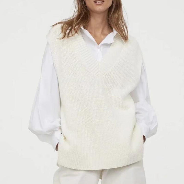 Dame Mode Strikpullover-Vest Stilla