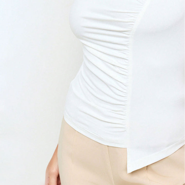 Kvinders asymmetrisk top med sofistikeret draperingsdesign og elegant effekt Stilla