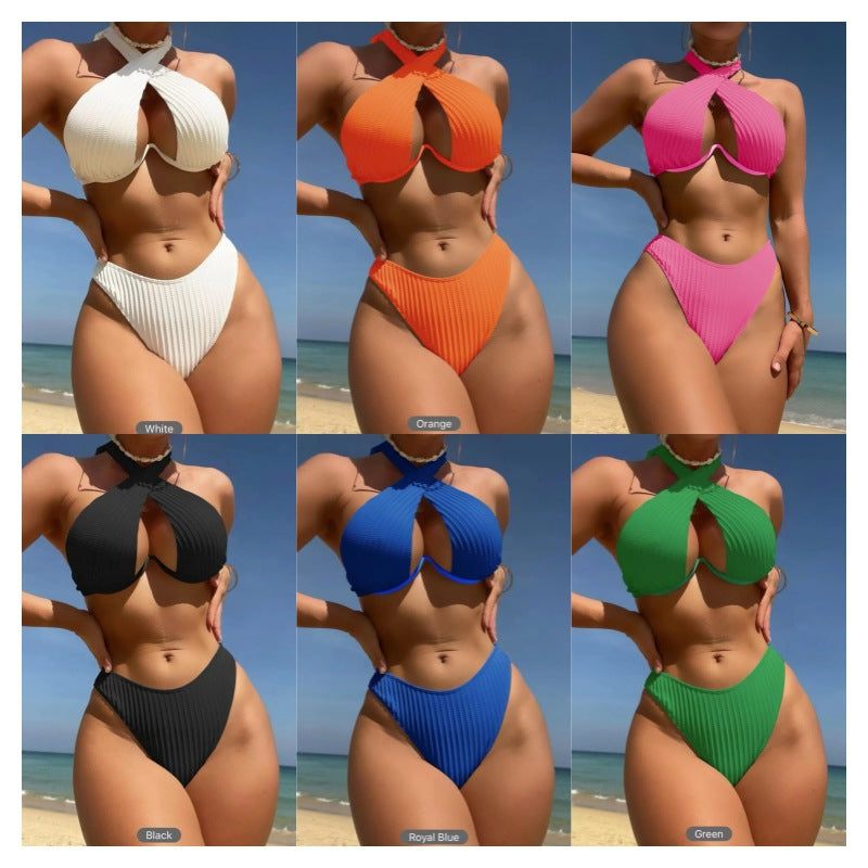 Dame Bikini-sæt med innovativt vikledesign og høj talje Stilla