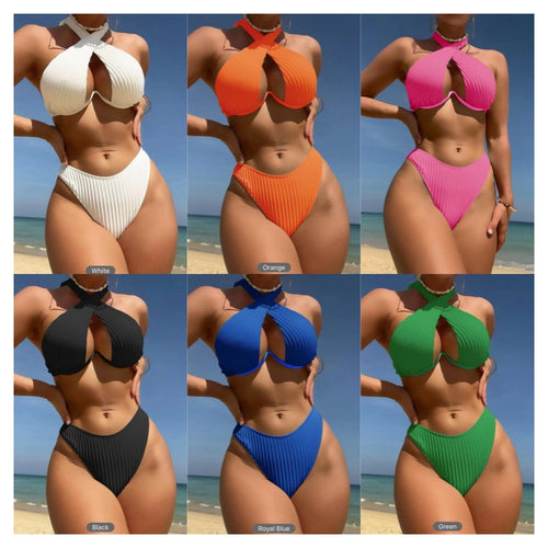 Dame Bikini-sæt med innovativt vikledesign og høj talje Stilla