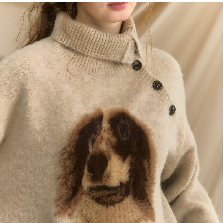 Kvindernes hyggelige rund hals sweater med dyremotiv Stilla