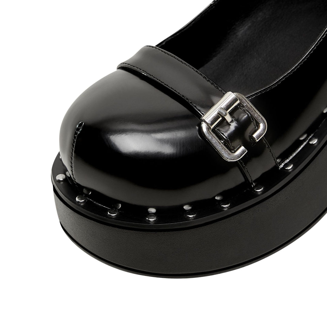 Dame Chunky Platform Mary Jane Sko med justerbare anklerem Stilla