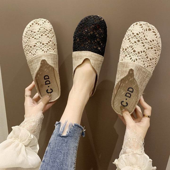 Dame åbne slippers med filigran hækledesign og komfortabel sål Stilla