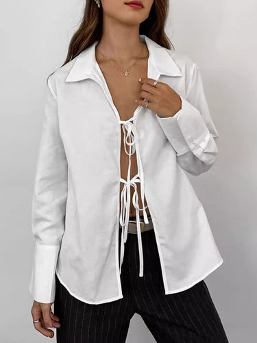 Damer Skjorte med moderigtig snørredesign Stilla