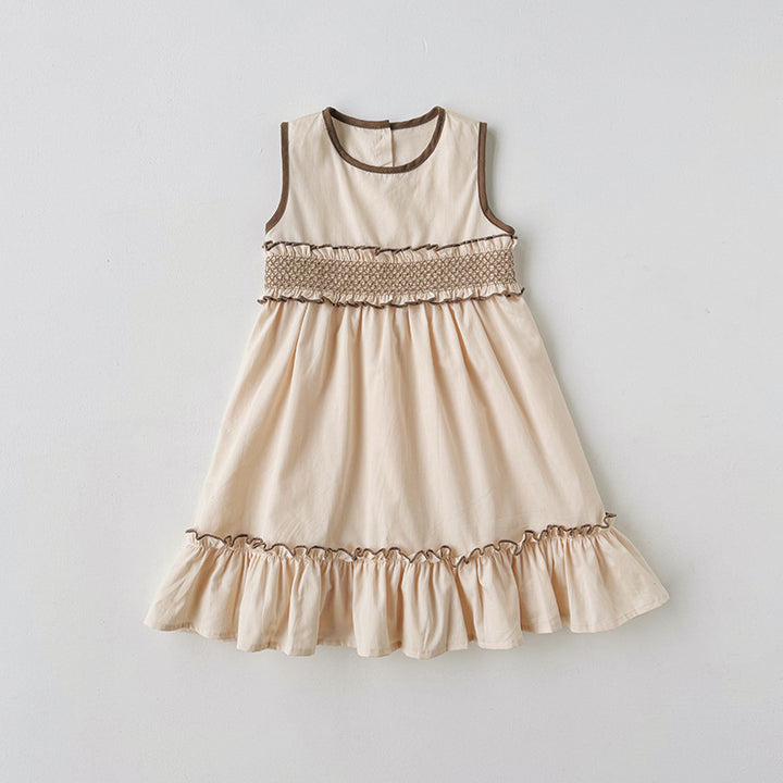 Pige Smocked A-linje Sundress med Rüschensaum Stilla