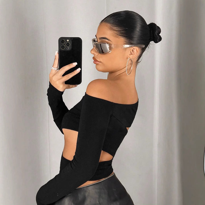 Kvindernes Asymmetrisk Crop Top med Udsnitsdetaljer Stilla