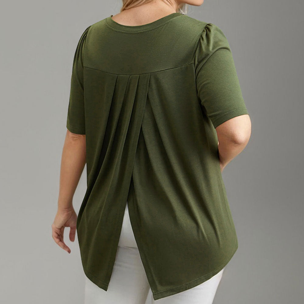 Dame Casual V-hals t-shirt med sidelommer og blødt materiale Skovae