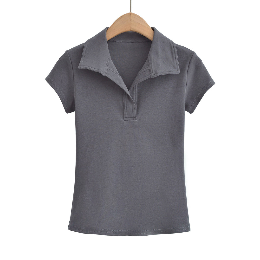 Dame Polo-T-Shirt med kropsnær pasform og farvematchende krave Stilla
