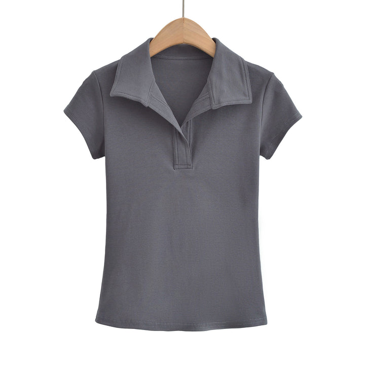 Dame Polo-T-Shirt med kropsnær pasform og farvematchende krave Stilla